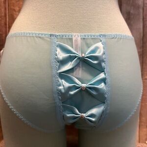 “I Do” Light Blue Panties with Satin Bows